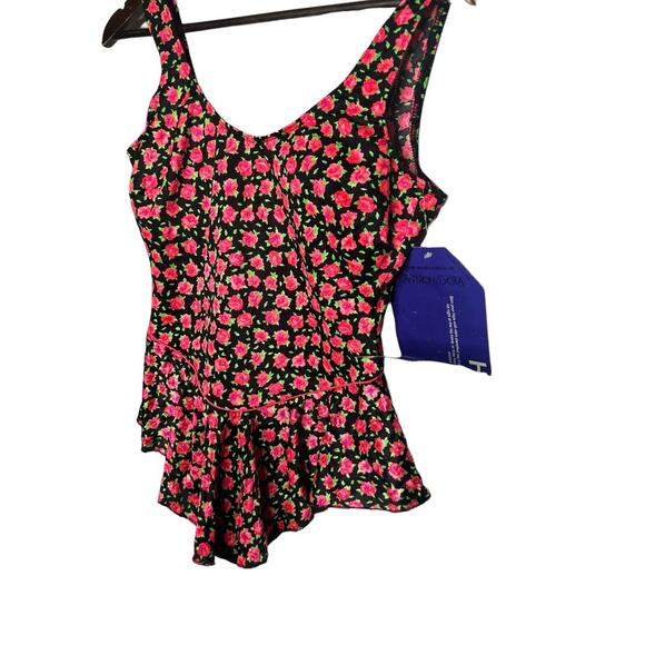 VINTAGE MALLOT BODY I.D. SWIM SUIT Onepiece SZ 16 Floral skirted floral new - Picture 2 of 3